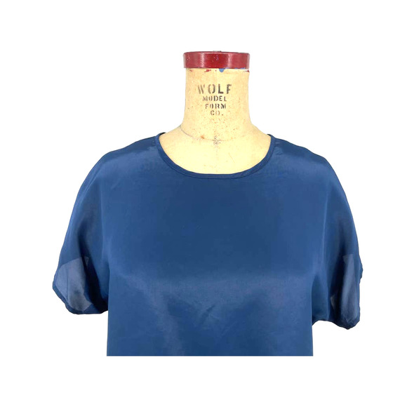 Vintage Christie & Jill Blue Short Sleeve Shirt Medium M - Picture 2 of 7